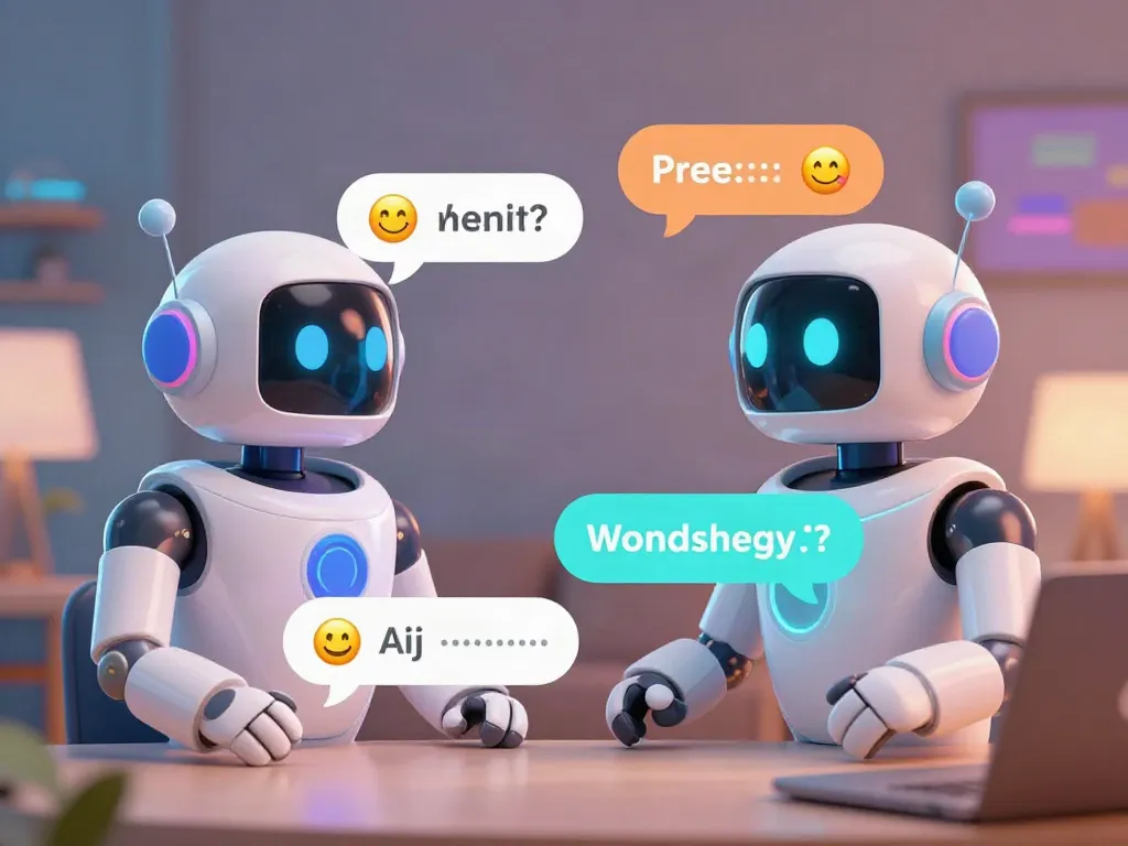 Engaging sex ai chat between playful AI chatbots in a cozy digital setting.